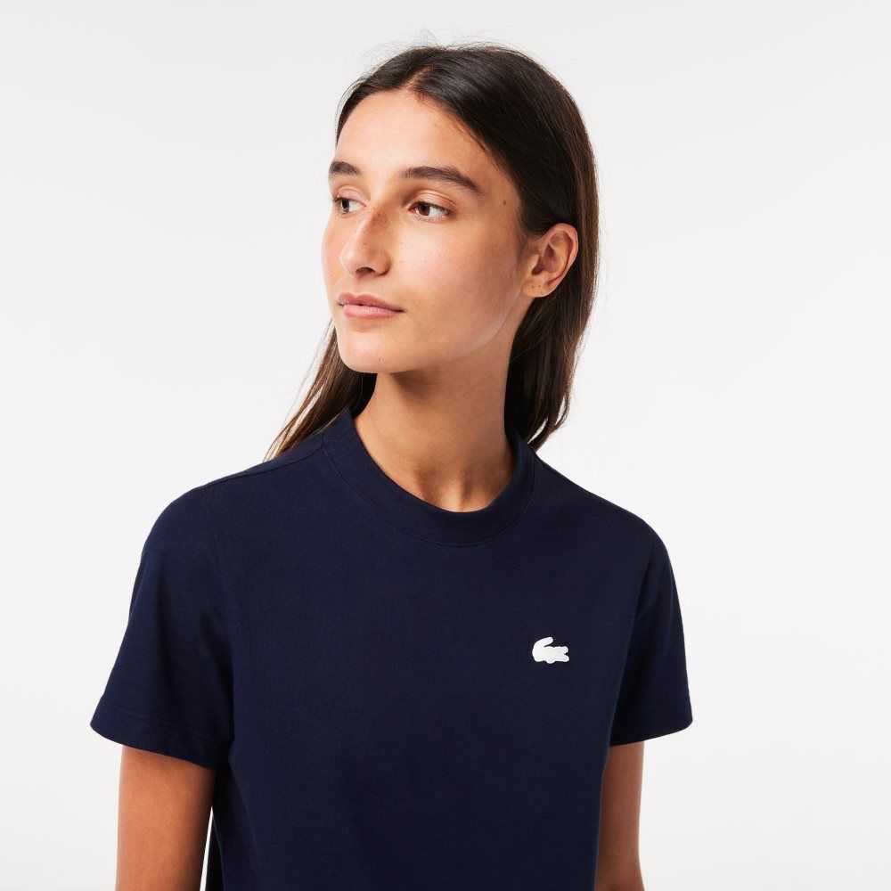 Navy Blue Lacoste SPORT Organic Cotton Jersey T-Shirt | NPRQDT-710