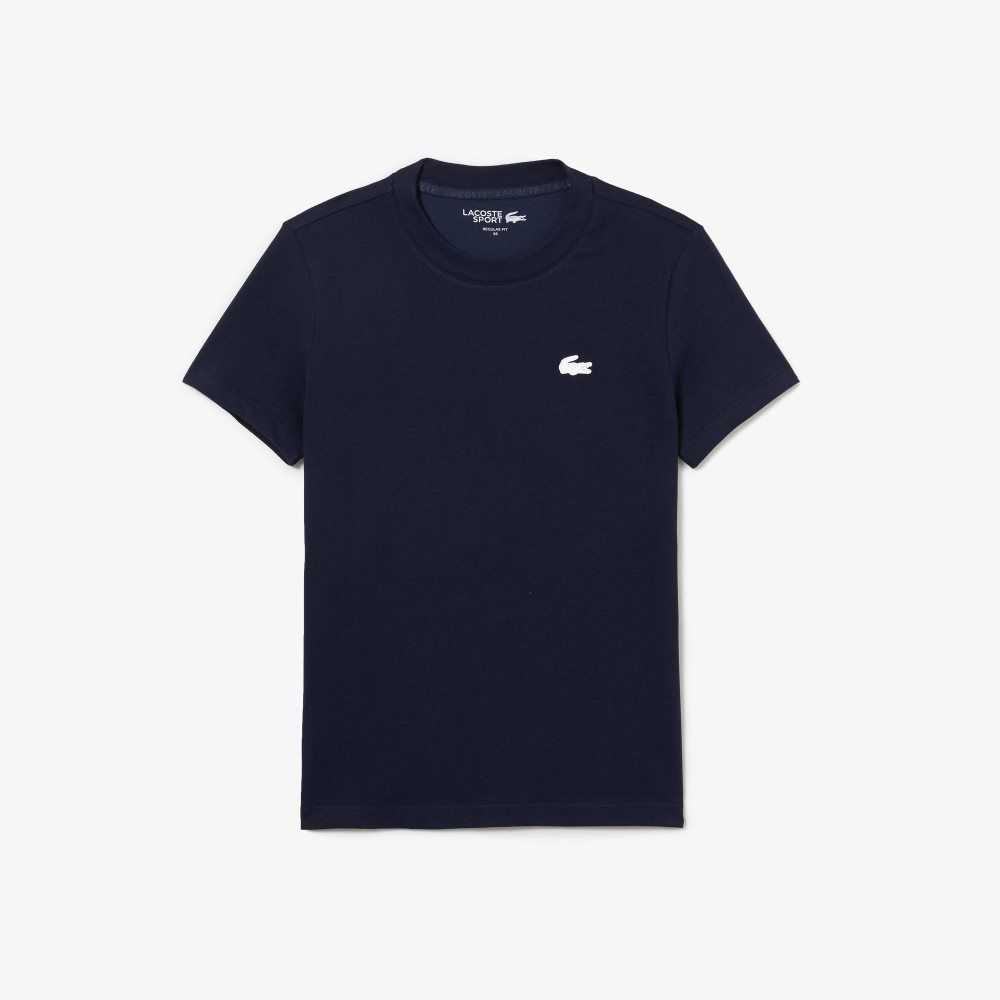 Navy Blue Lacoste SPORT Organic Cotton Jersey T-Shirt | NPRQDT-710