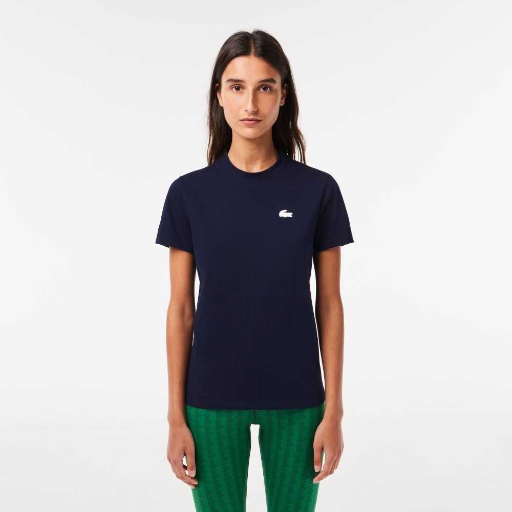 Navy Blue Lacoste SPORT Organic Cotton Jersey T-Shirt | NPRQDT-710