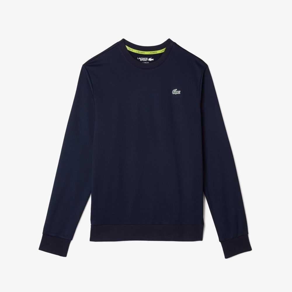 Navy Blue Lacoste SPORT Printed Tennis Sweatshirt | SNFAWX-634