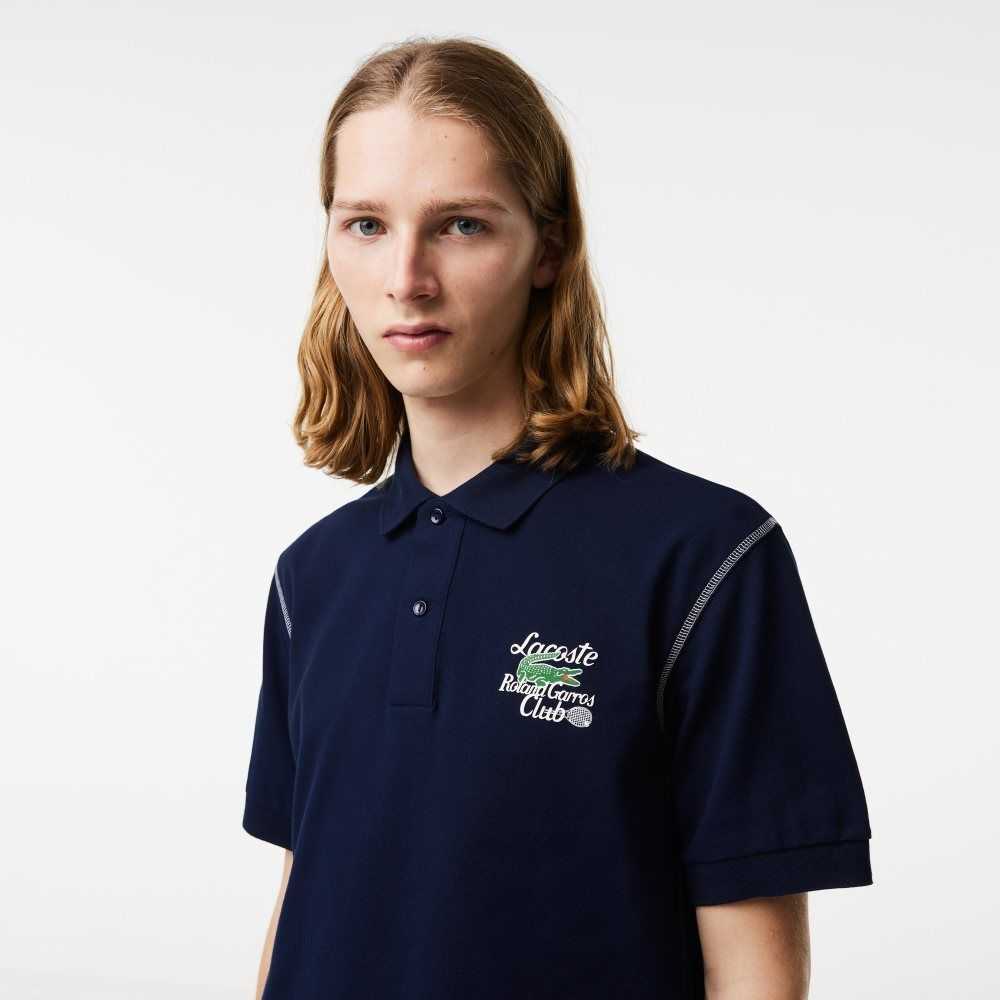 Navy Blue Lacoste SPORT Roland Garros Edition Pique Polo | OLXTVR-103