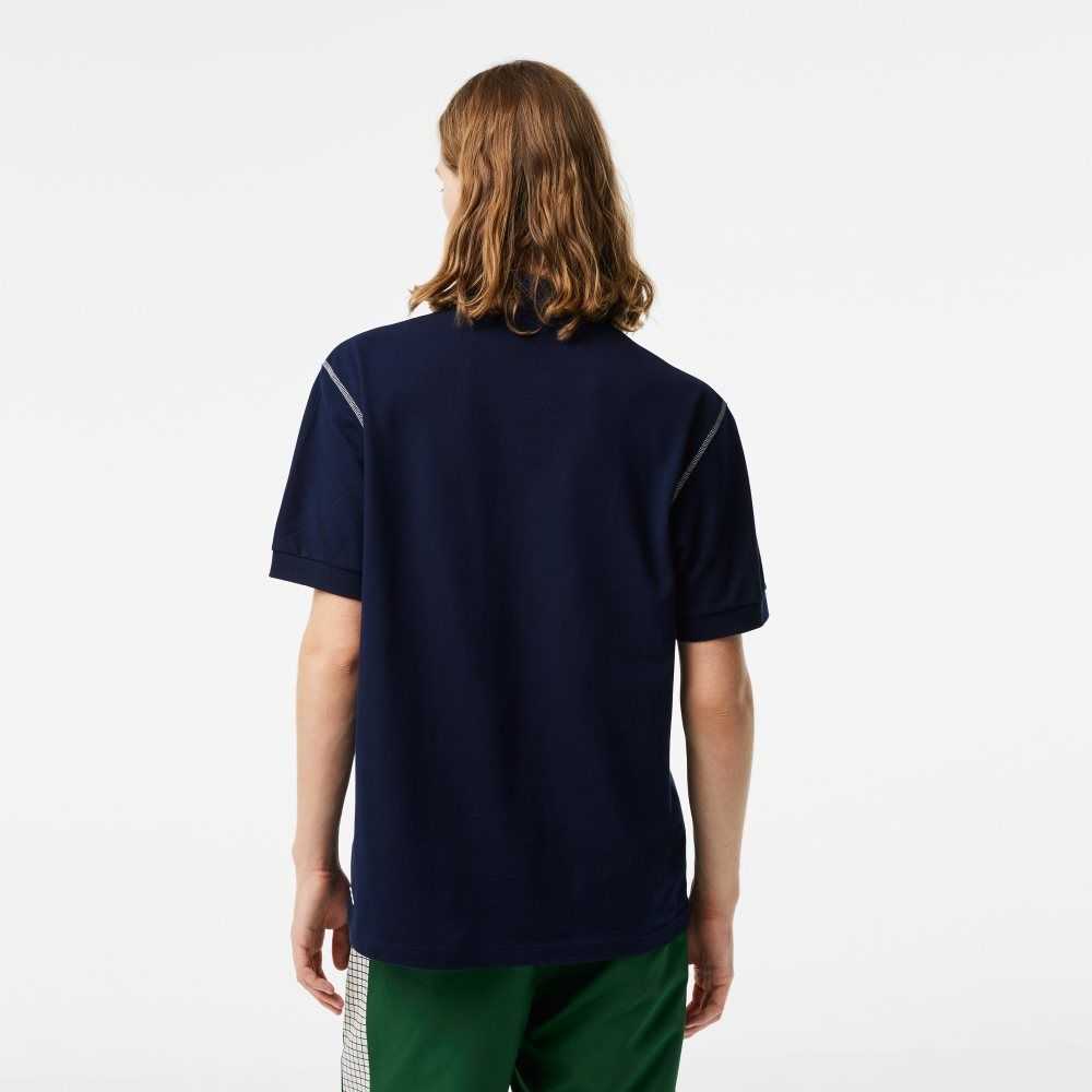 Navy Blue Lacoste SPORT Roland Garros Edition Pique Polo | OLXTVR-103