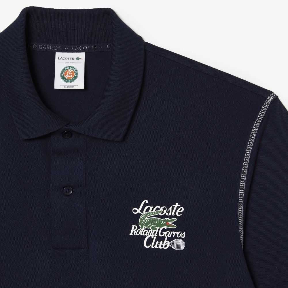 Navy Blue Lacoste SPORT Roland Garros Edition Pique Polo | OLXTVR-103