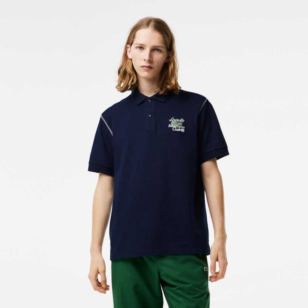 Navy Blue Lacoste SPORT Roland Garros Edition Pique Polo | OLXTVR-103