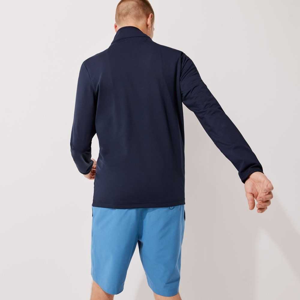 Navy Blue Lacoste SPORT Stretch Half Zip Sweatshirt | JOEHAM-728