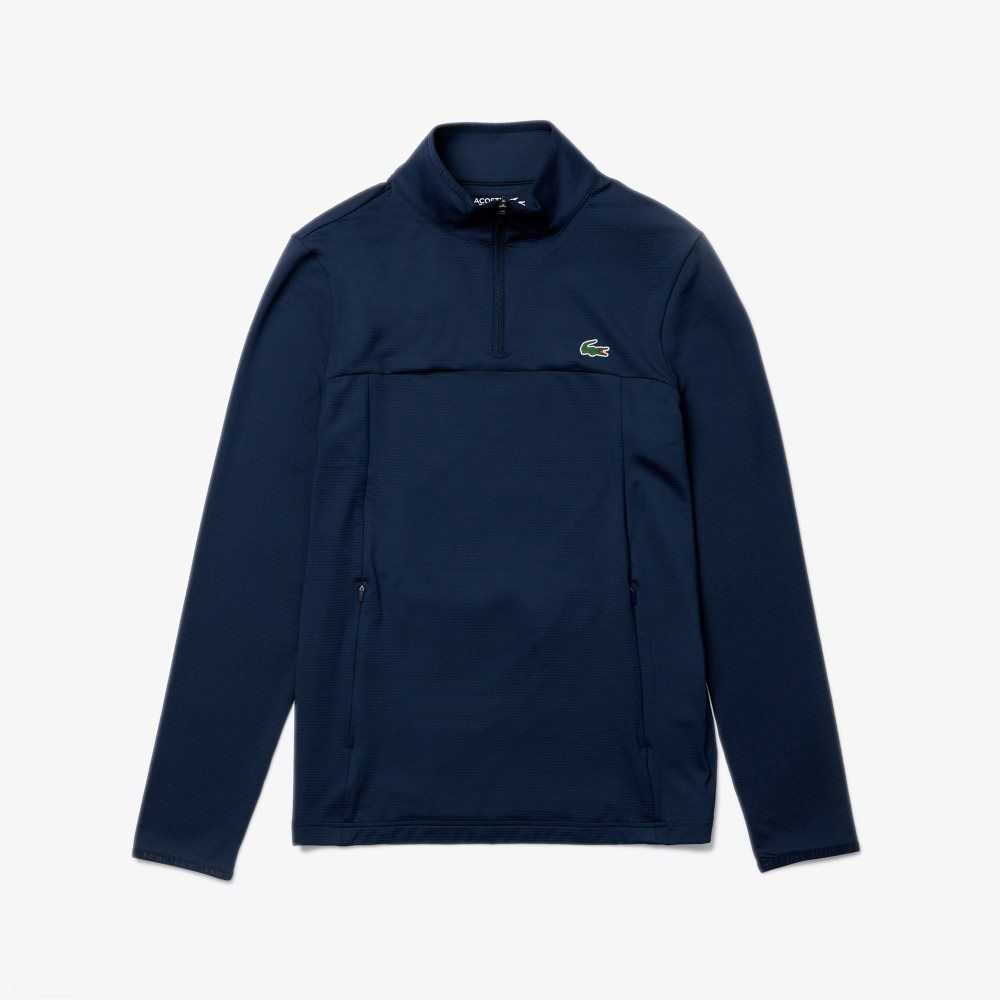 Navy Blue Lacoste SPORT Stretch Half Zip Sweatshirt | JOEHAM-728