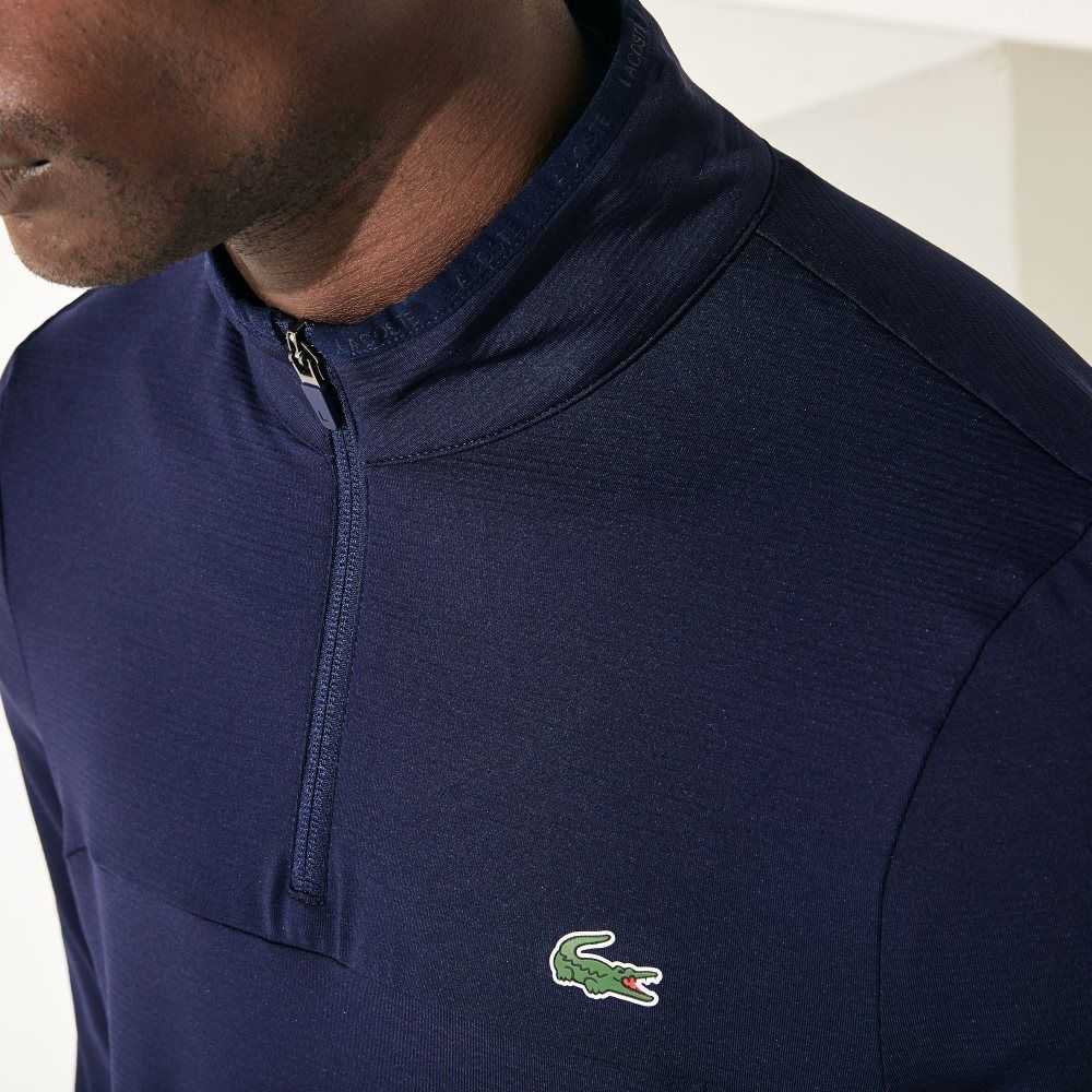 Navy Blue Lacoste SPORT Stretch Half Zip Sweatshirt | JOEHAM-728