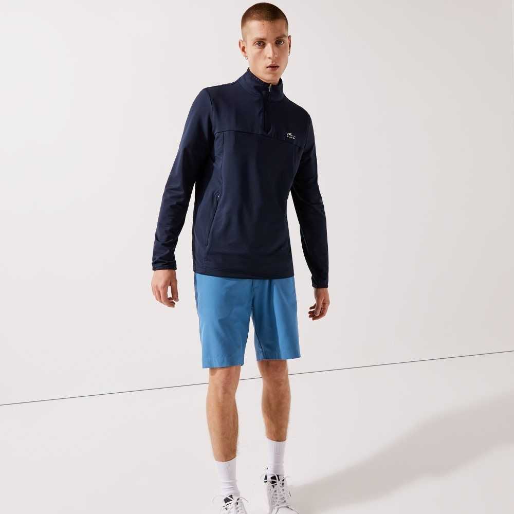 Navy Blue Lacoste SPORT Stretch Half Zip Sweatshirt | JOEHAM-728