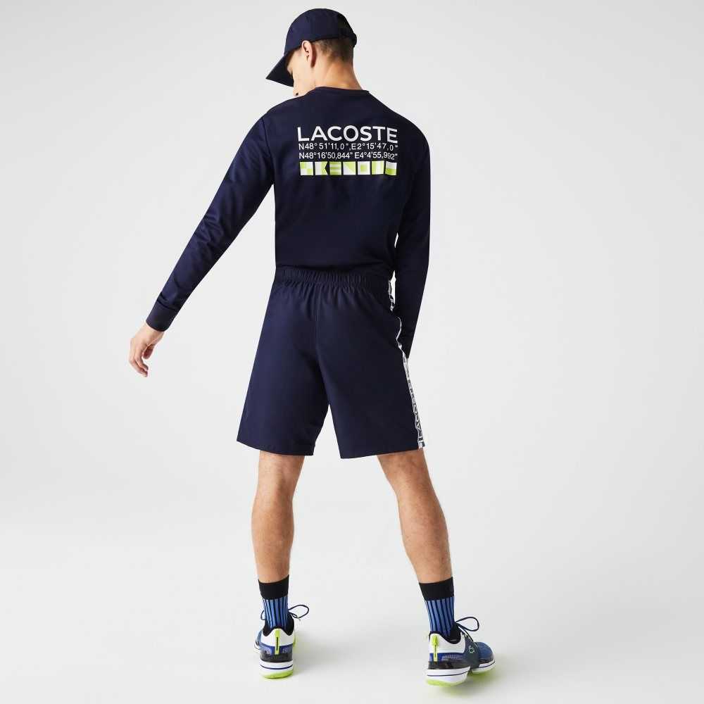 Navy Blue Lacoste SPORT Taffeta Tennis Shorts | KDRSYV-391