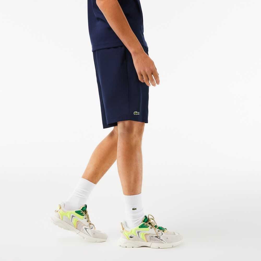 Navy Blue Lacoste SPORT Tennis Solid Diamond Weave Shorts | KIUJCG-831