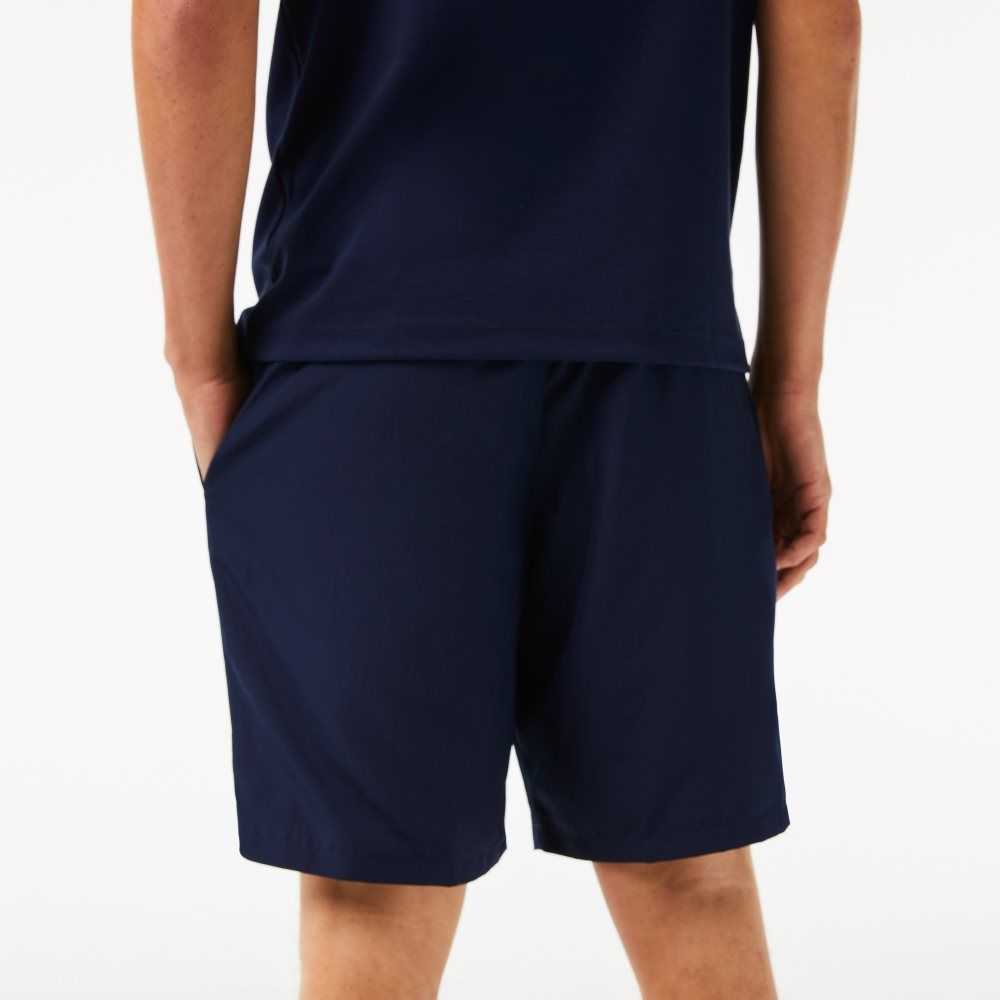 Navy Blue Lacoste SPORT Tennis Solid Diamond Weave Shorts | KIUJCG-831