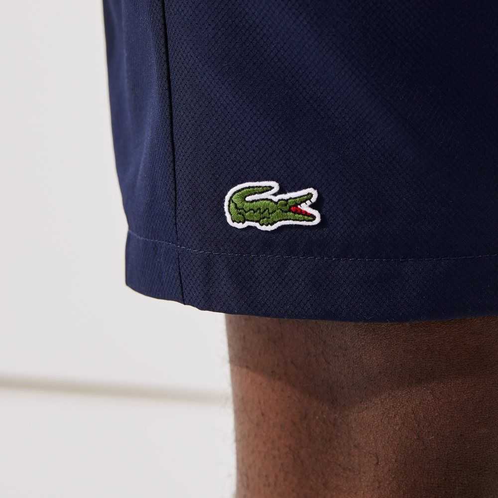 Navy Blue Lacoste SPORT Tennis Solid Diamond Weave Shorts | KIUJCG-831