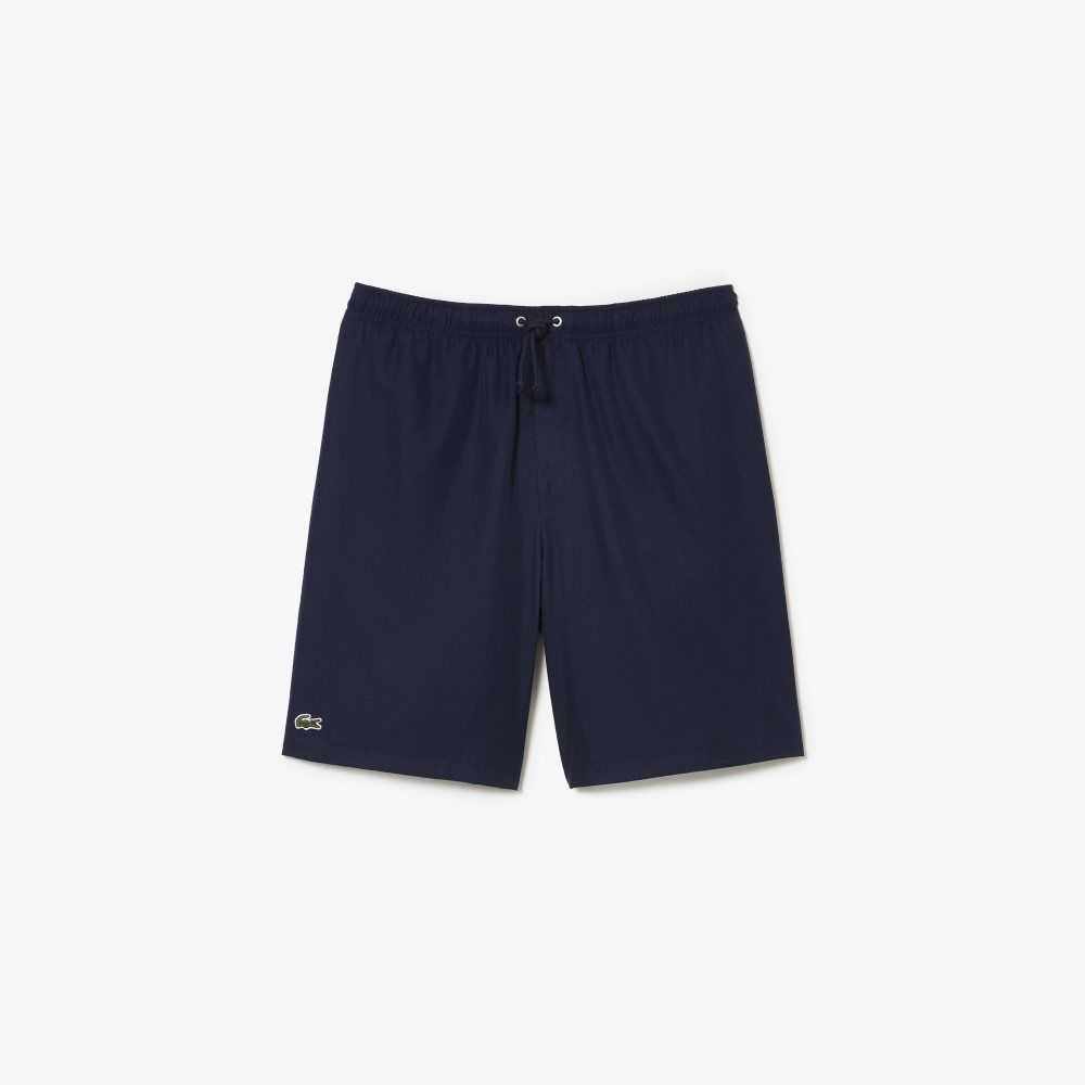 Navy Blue Lacoste SPORT Tennis Solid Diamond Weave Shorts | KIUJCG-831