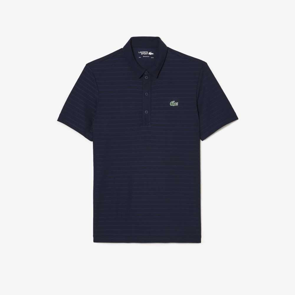 Navy Blue Lacoste SPORT Textured Breathable Golf Polo | IQVDJU-690