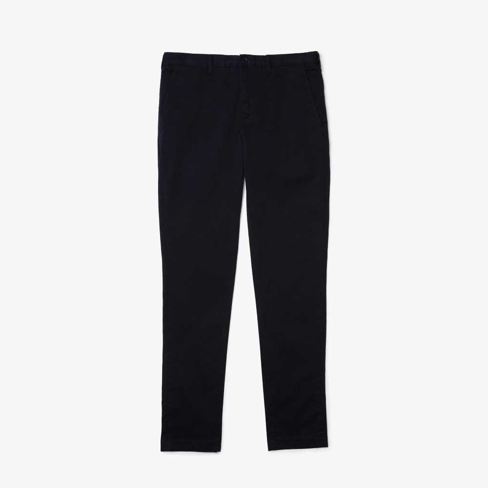 Navy Blue Lacoste Slim Fit Stretch Cotton Pants | GJAQPN-497