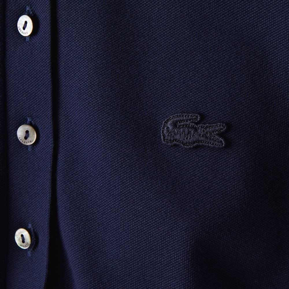 Navy Blue Lacoste Slim Fit Stretch Cotton Pique Polo | HRYPQJ-714