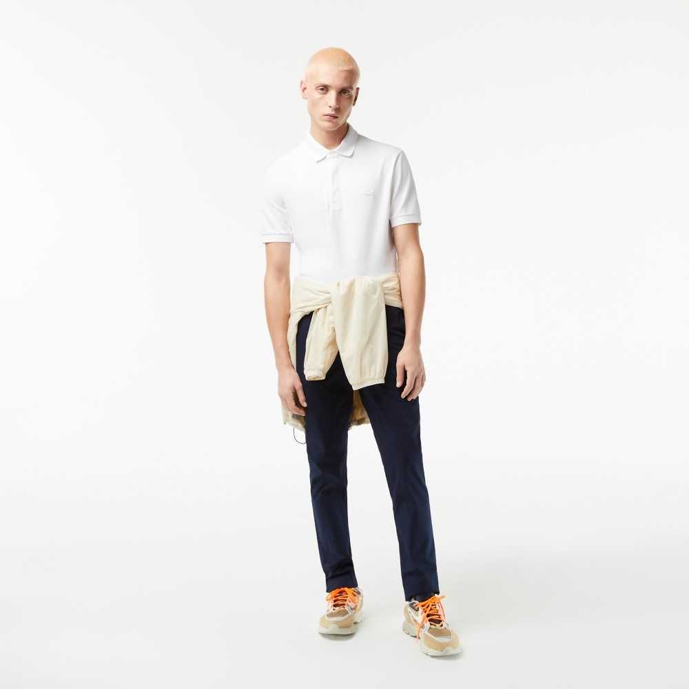 Navy Blue Lacoste Slim Fit Stretch Cotton Chinos | ZEFQIX-367