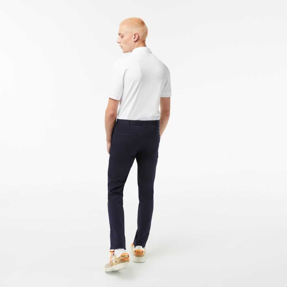 Navy Blue Lacoste Slim Fit Stretch Cotton Chinos | ZEFQIX-367