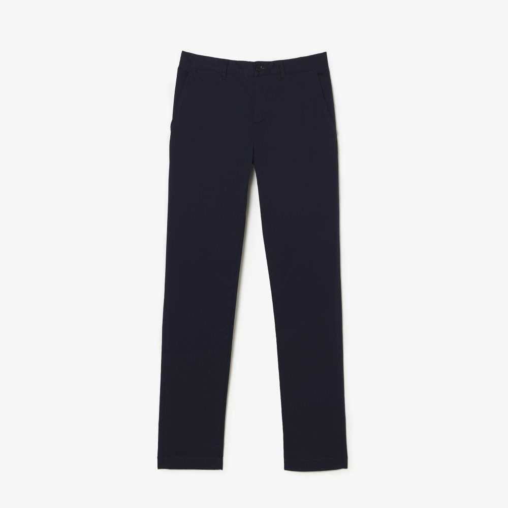 Navy Blue Lacoste Slim Fit Stretch Cotton Chinos | ZEFQIX-367