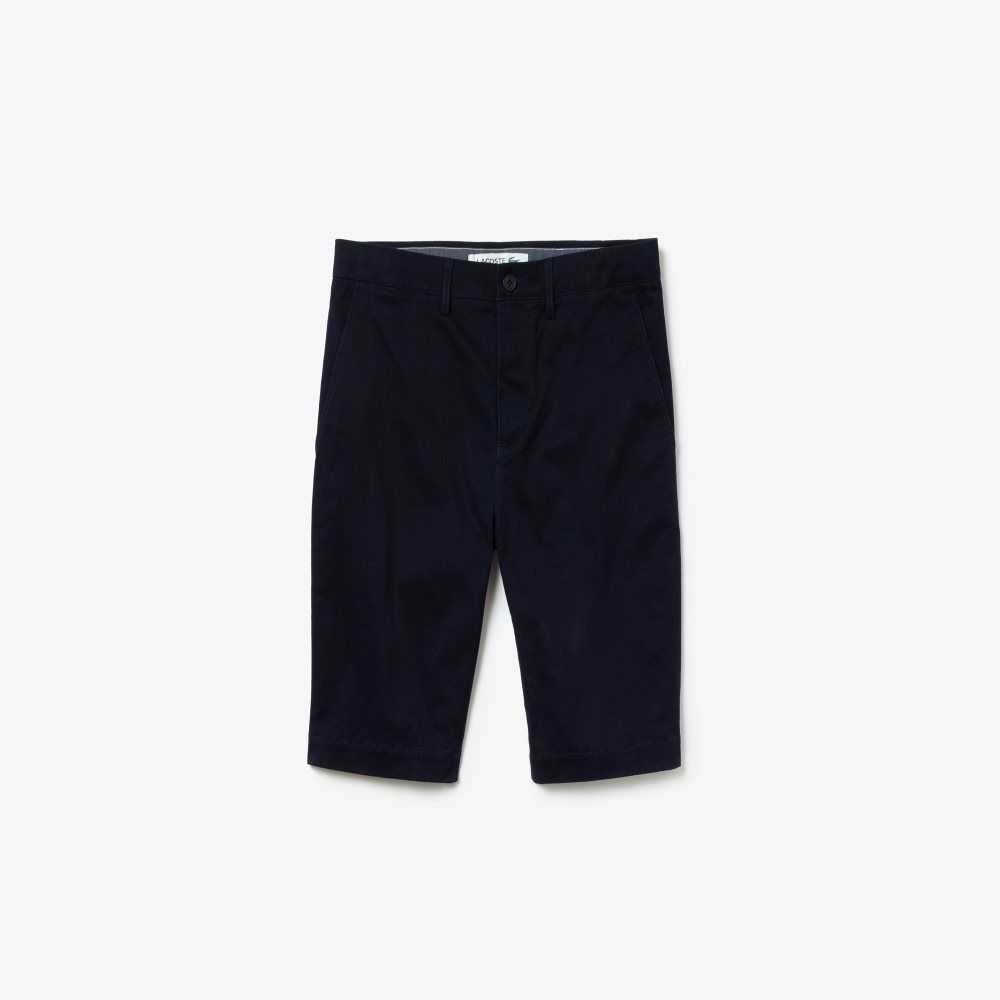 Navy Blue Lacoste Slim Fit Stretch Gabardine Shorts | YSWKTJ-956