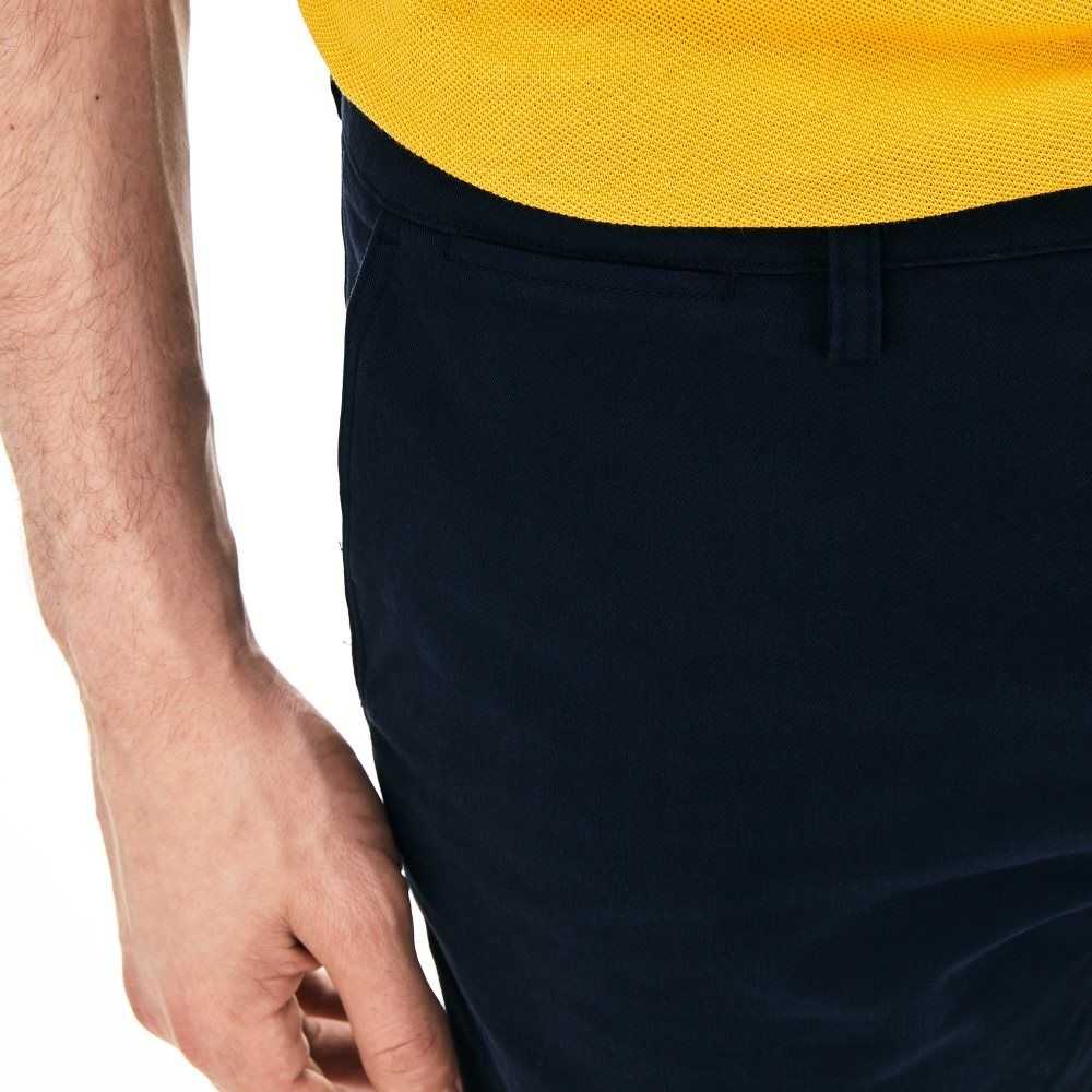 Navy Blue Lacoste Slim Fit Stretch Gabardine Shorts | YSWKTJ-956