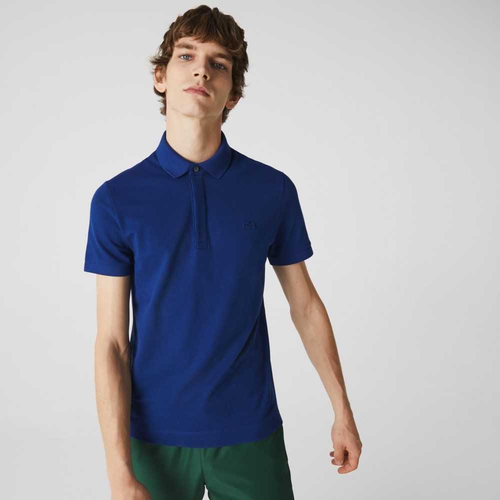 Navy Blue Lacoste Smart Paris Polo Stretch Cotton | EYAKUS-751