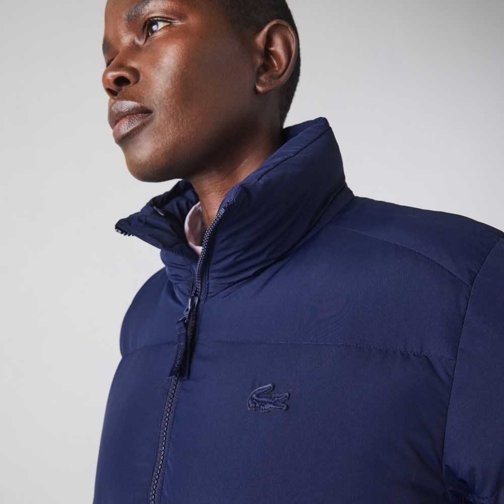 Navy Blue Lacoste Stowable Hood Padded Jacket | LUBFTM-980