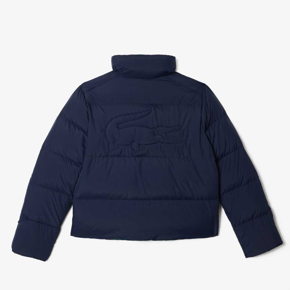 Navy Blue Lacoste Stowable Hood Padded Jacket | LUBFTM-980