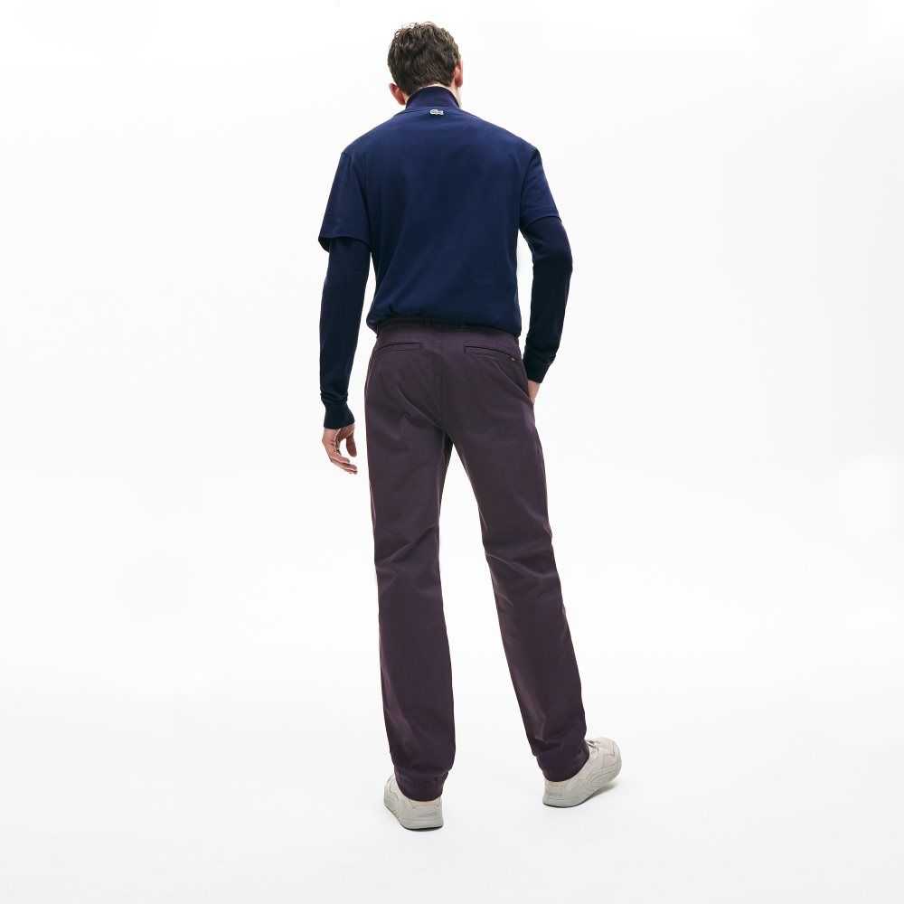 Navy Blue Lacoste Stretch Cotton Chino Pants | XLCQPU-713