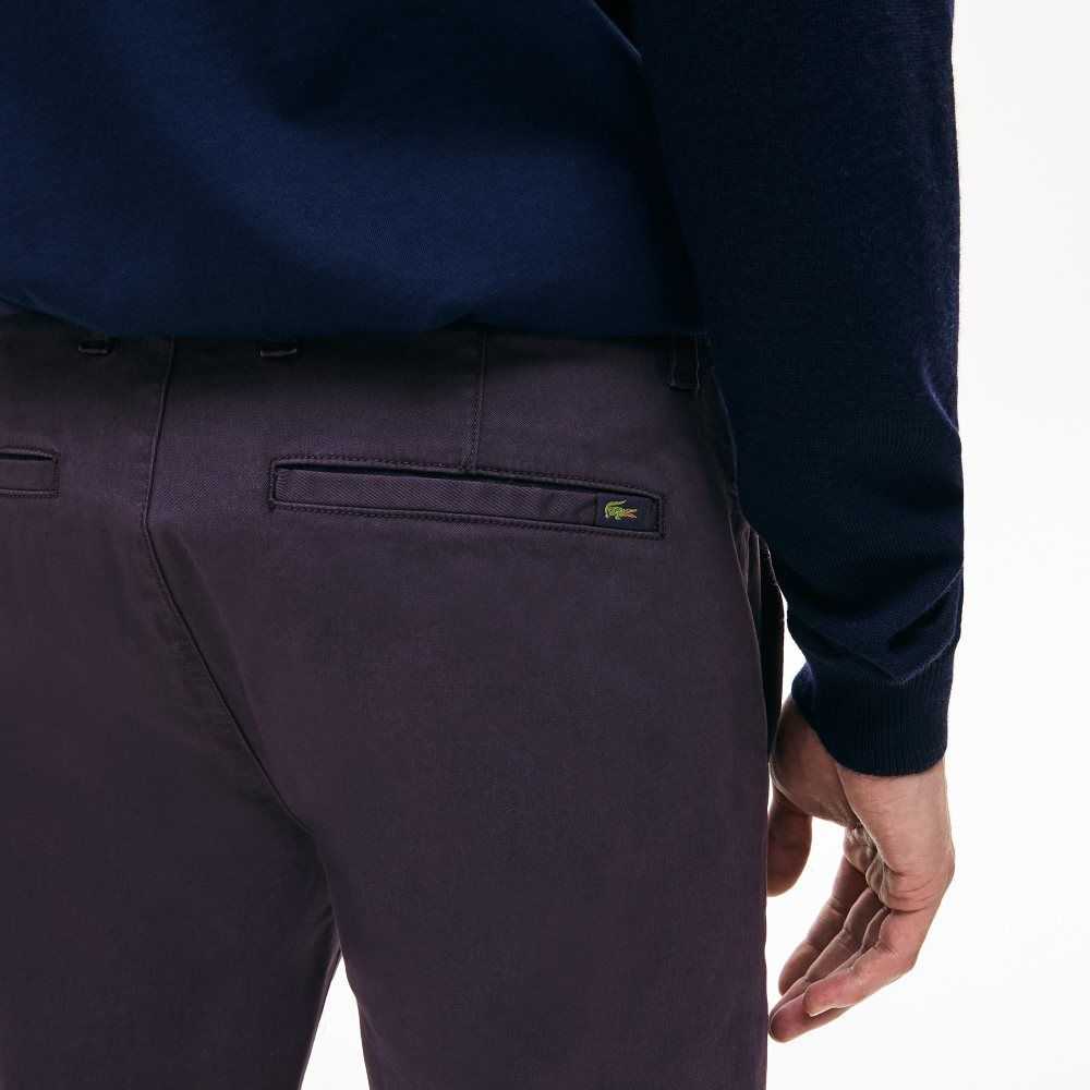 Navy Blue Lacoste Stretch Cotton Chino Pants | XLCQPU-713