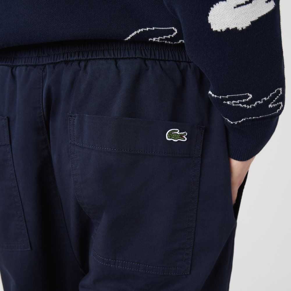 Navy Blue Lacoste Stretch Cotton Jogging Pants | ZOSVCK-321