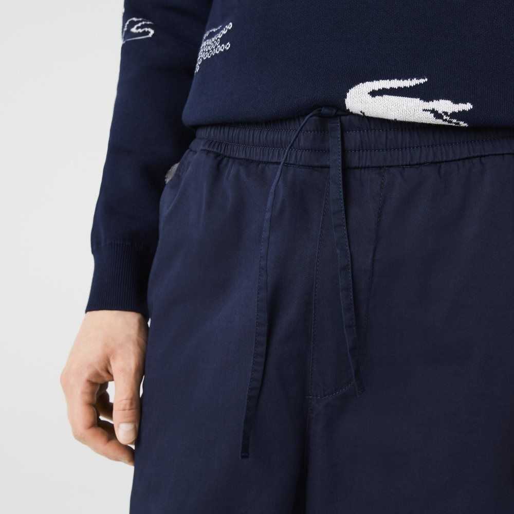 Navy Blue Lacoste Stretch Cotton Jogging Pants | ZOSVCK-321