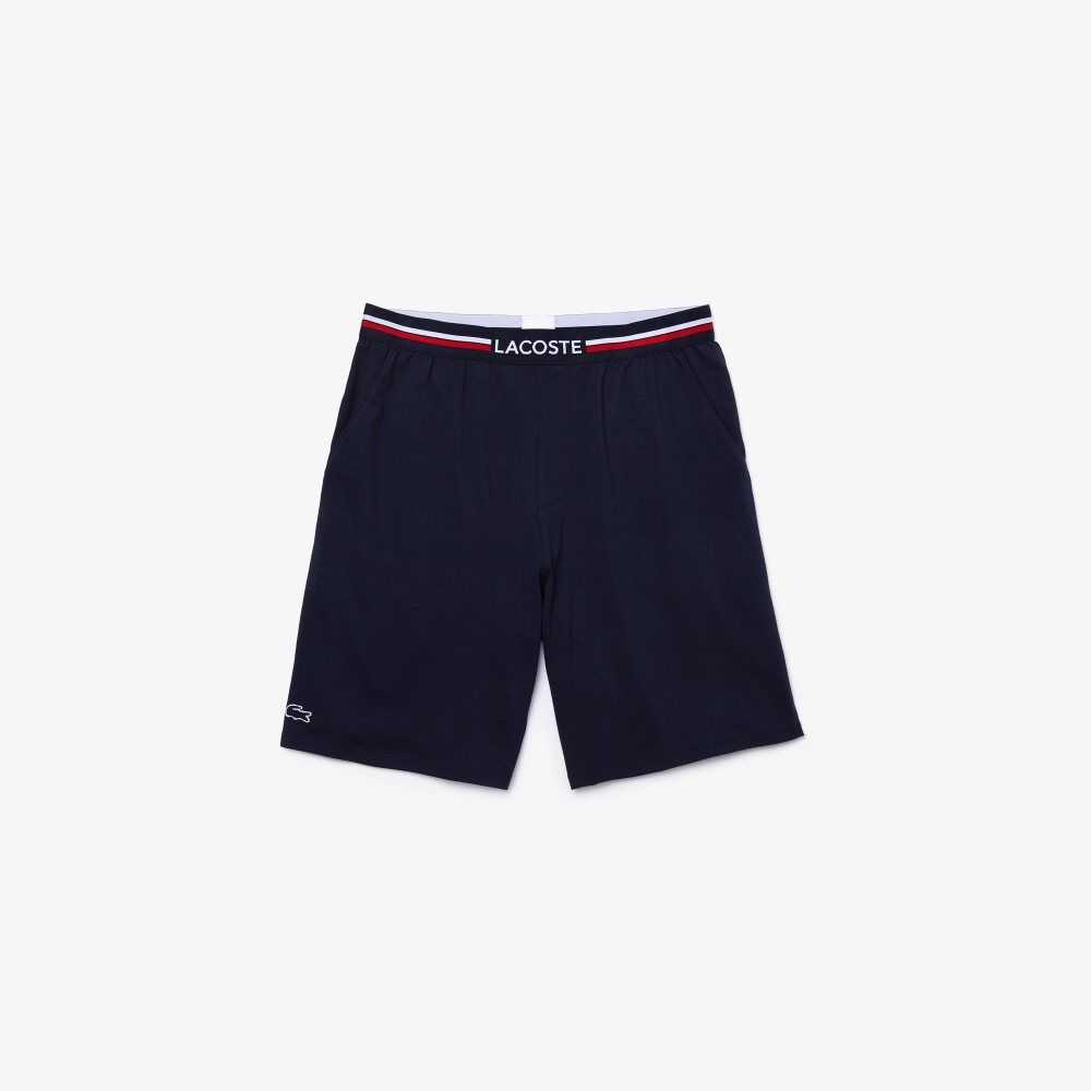 Navy Blue Lacoste Striped-Waist Long Boxer Briefs | BGJPSV-206