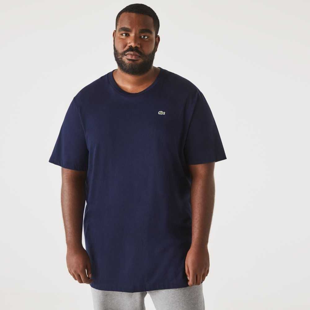 Navy Blue Lacoste Tall Fit Pima Cotton Jersey T-Shirt | LXIFDK-905