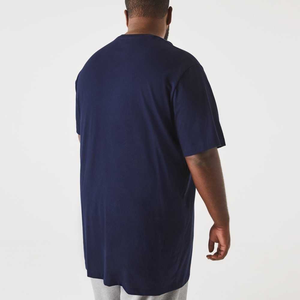 Navy Blue Lacoste Tall Fit Pima Cotton Jersey T-Shirt | LXIFDK-905