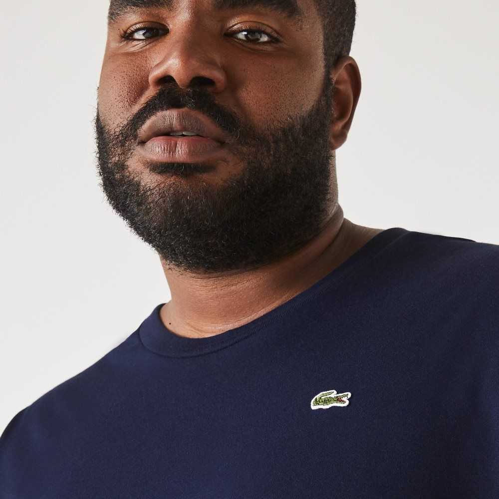 Navy Blue Lacoste Tall Fit Pima Cotton Jersey T-Shirt | LXIFDK-905