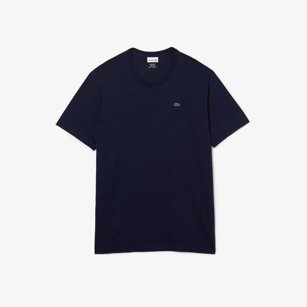 Navy Blue Lacoste Tall Fit Pima Cotton Jersey T-Shirt | LXIFDK-905