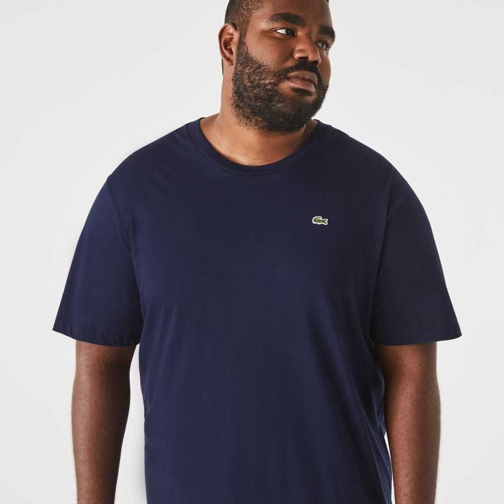 Navy Blue Lacoste Tall Fit Pima Cotton Jersey T-Shirt | LXIFDK-905