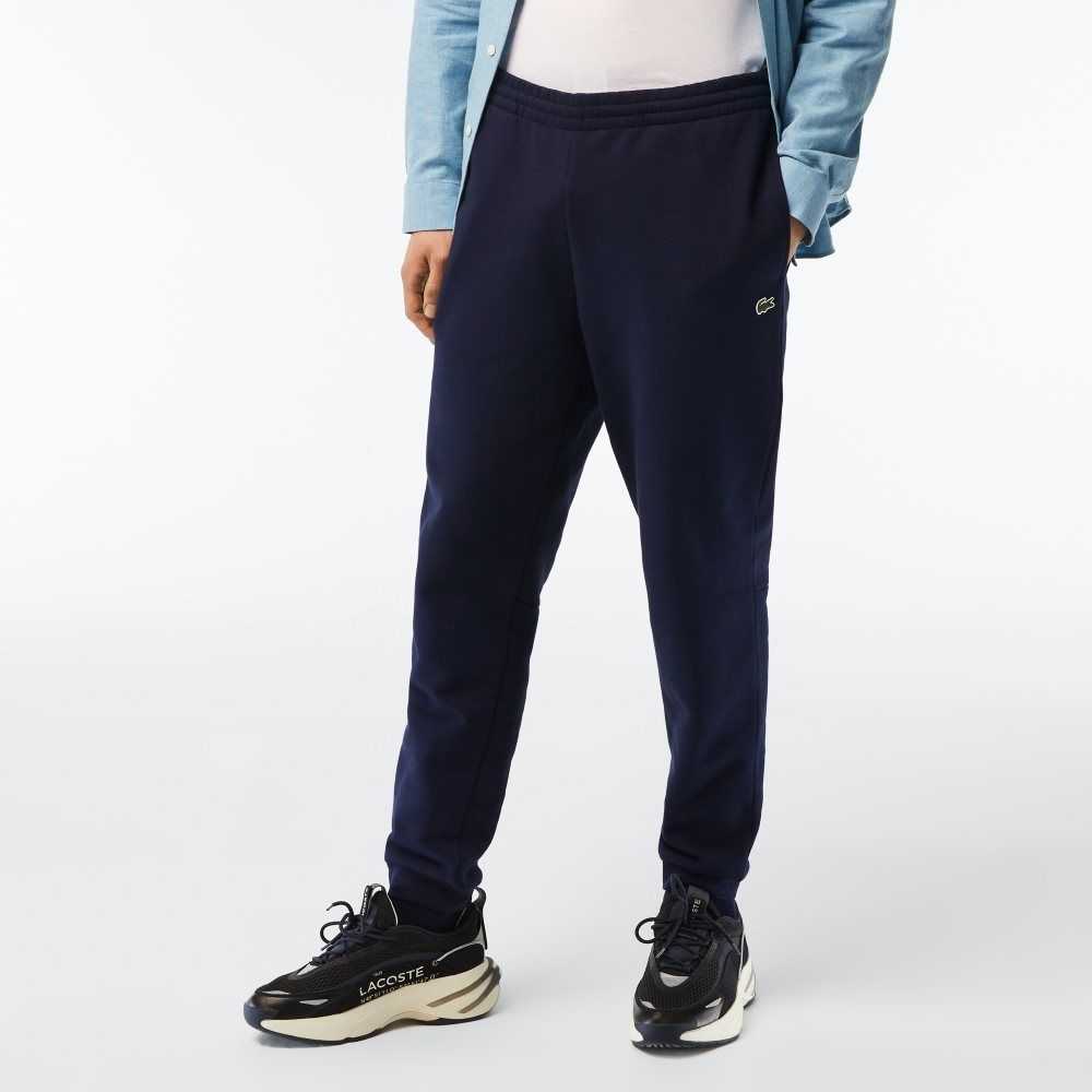 Navy Blue Lacoste Tapered Fit Fleece Trackpants | ERYONU-729