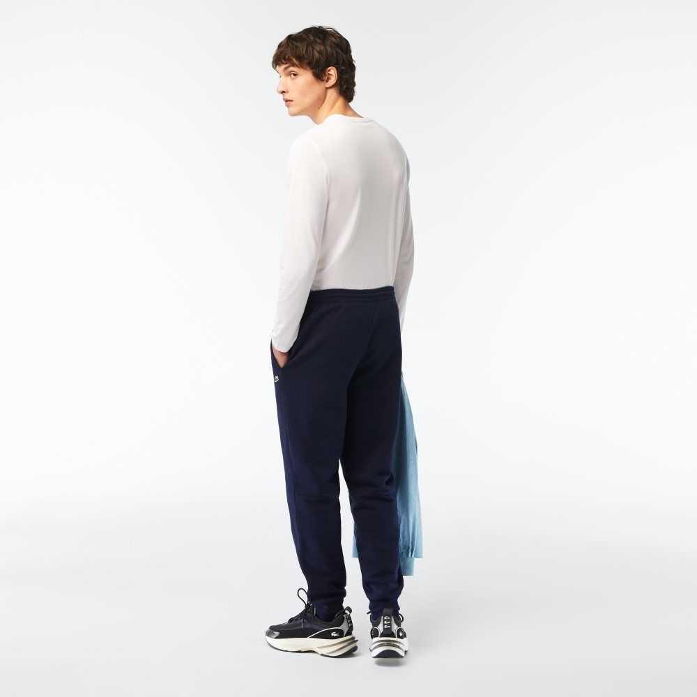 Navy Blue Lacoste Tapered Fit Fleece Trackpants | ERYONU-729