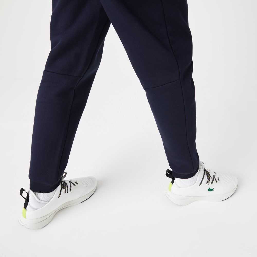 Navy Blue Lacoste Tapered Fit Fleece Trackpants | ERYONU-729