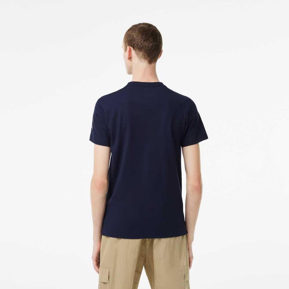 Navy Blue Lacoste Tennis x Novak Djokovic T-Shirt | DOJCTS-104