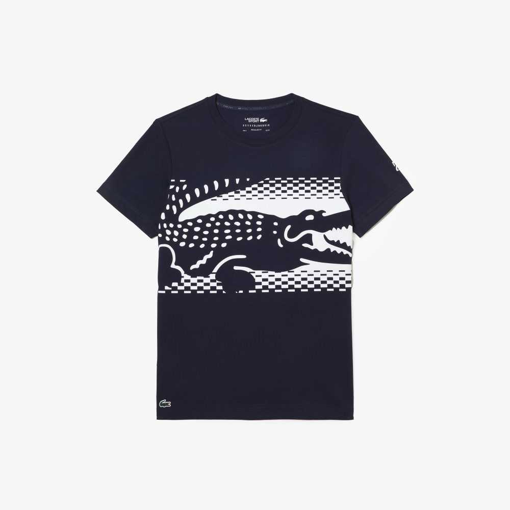 Navy Blue Lacoste Tennis x Novak Djokovic T-Shirt | DOJCTS-104