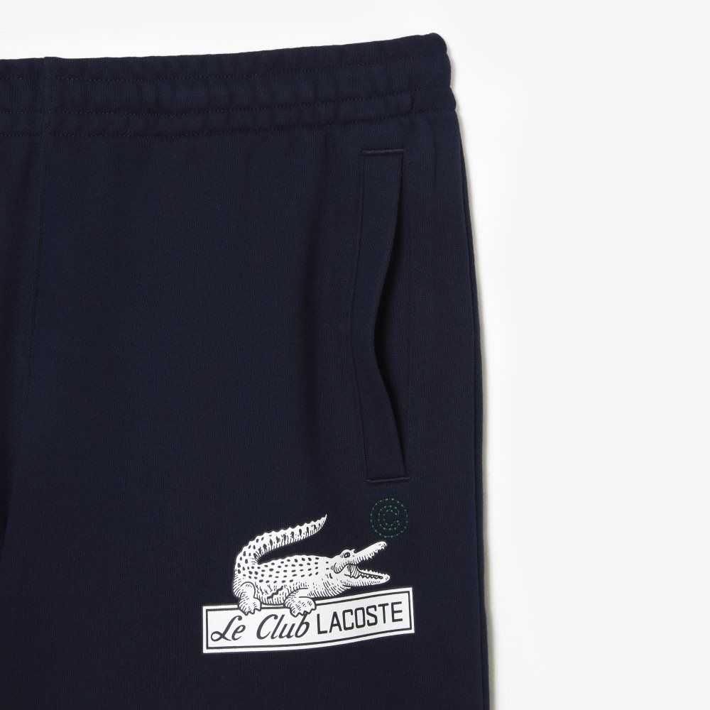 Navy Blue Lacoste Unbrushed Organic Cotton Fleece Shorts | BGXDJQ-637