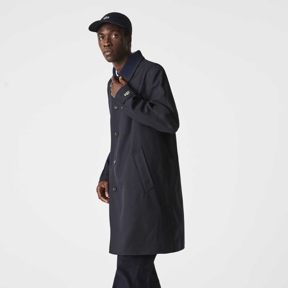 Navy Blue Lacoste Wool Blend Straight Fit Jacket | VAXPZG-632