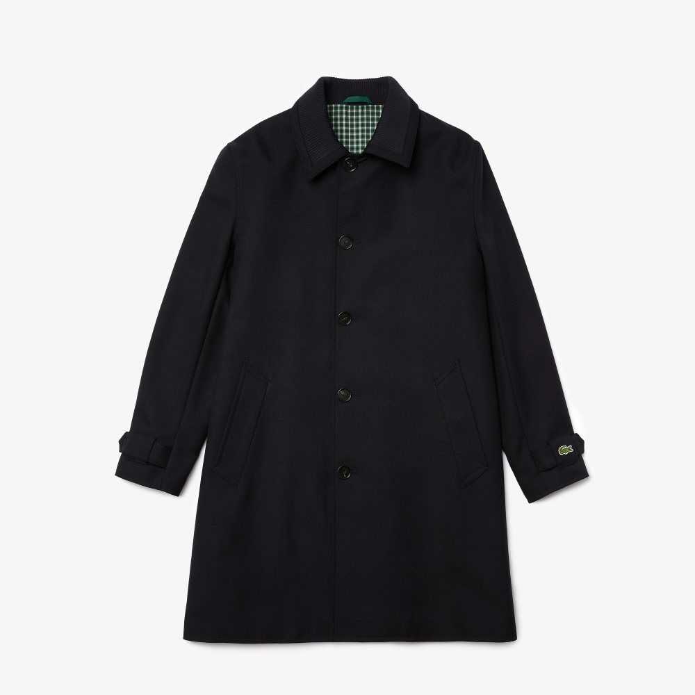 Navy Blue Lacoste Wool Blend Straight Fit Jacket | VAXPZG-632