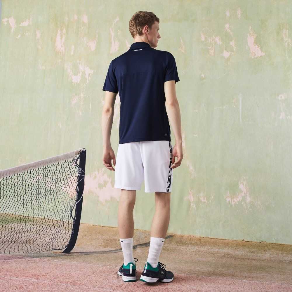 Navy Blue / Purple / Green Lacoste SPORT Ultra-Dry Pique Tennis Polo | YVKTRE-491