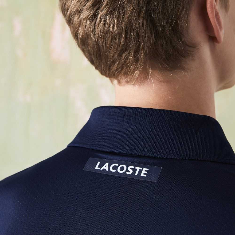 Navy Blue / Purple / Green Lacoste SPORT Ultra-Dry Pique Tennis Polo | YVKTRE-491