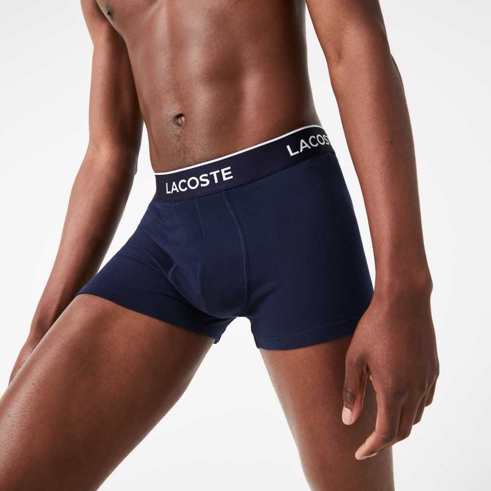 Navy Blue / Red / Navy Blue Lacoste Casual Boxer Brief 3-Pack | GLONAJ-027