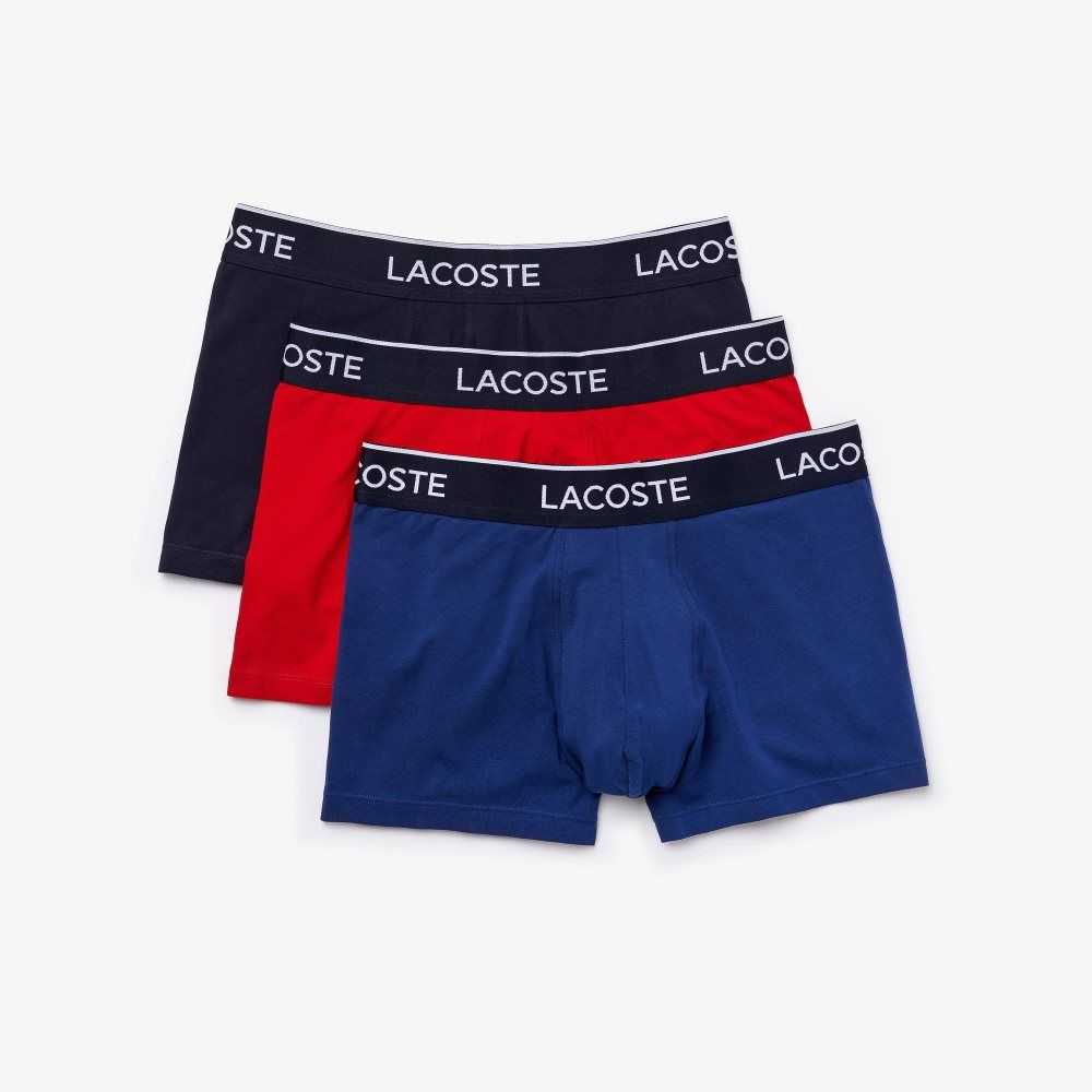 Navy Blue / Red / Navy Blue Lacoste Casual Boxer Brief 3-Pack | GLONAJ-027